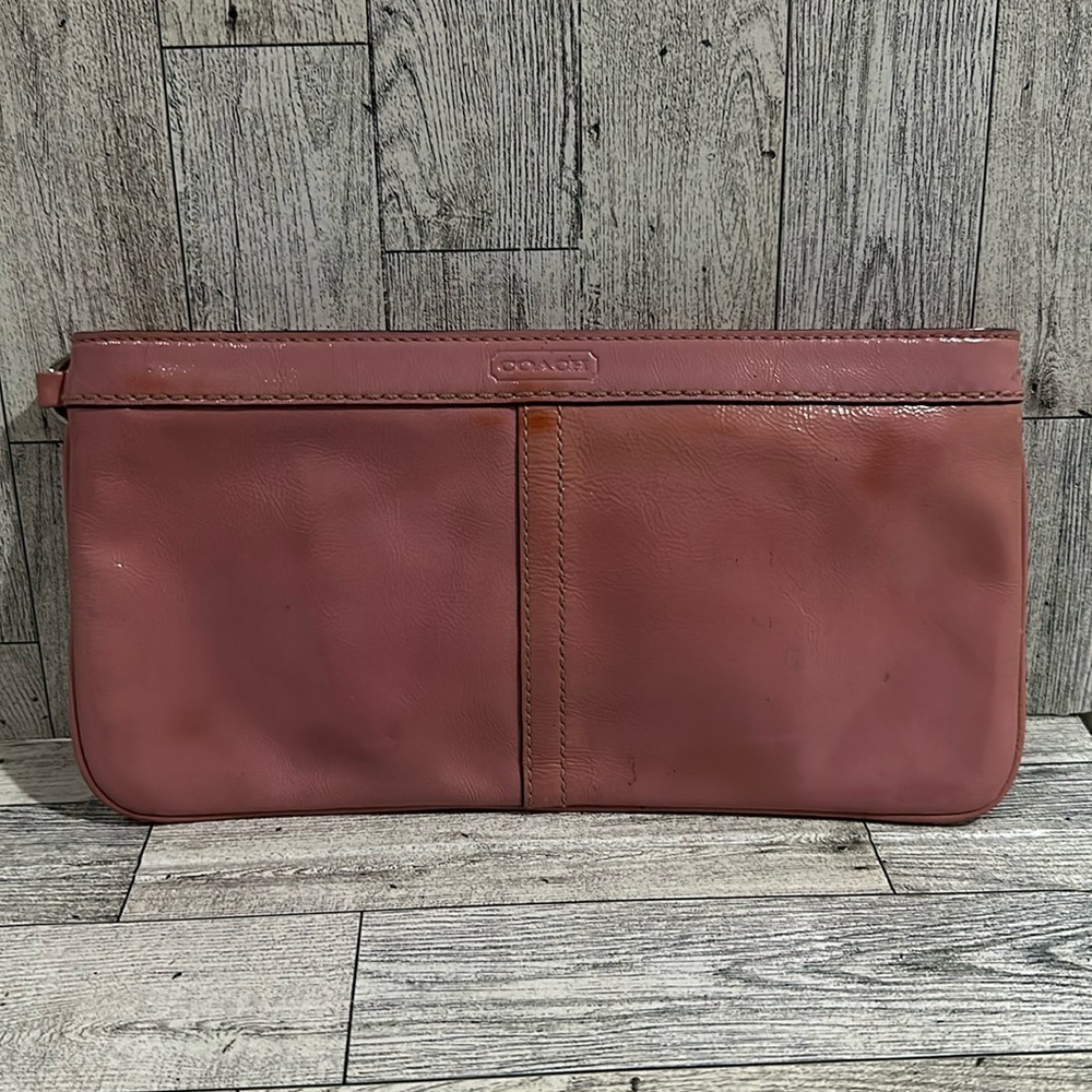 Coach pink Clutch Wristlet with defects